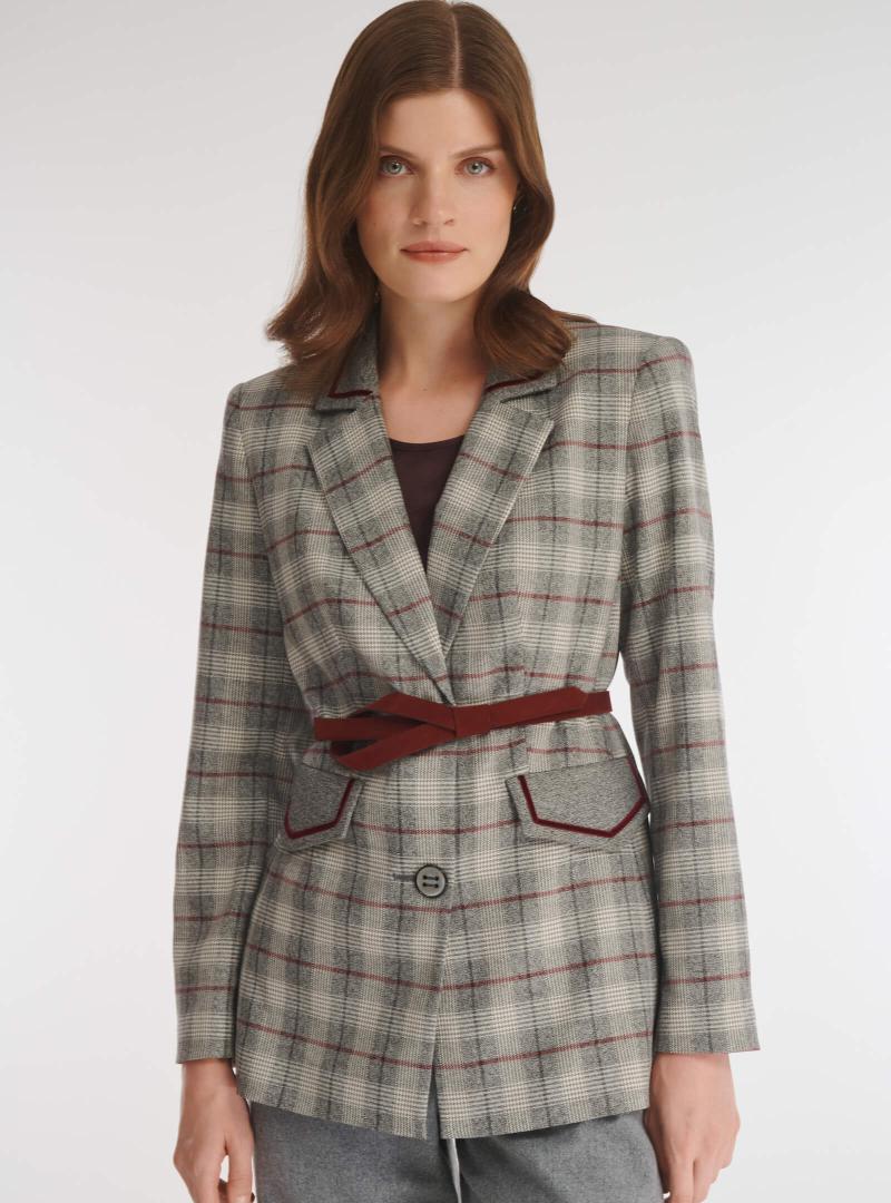 Жакет женский  Клетка -Бордо Caterina Leman Арт: ZA8453- 42